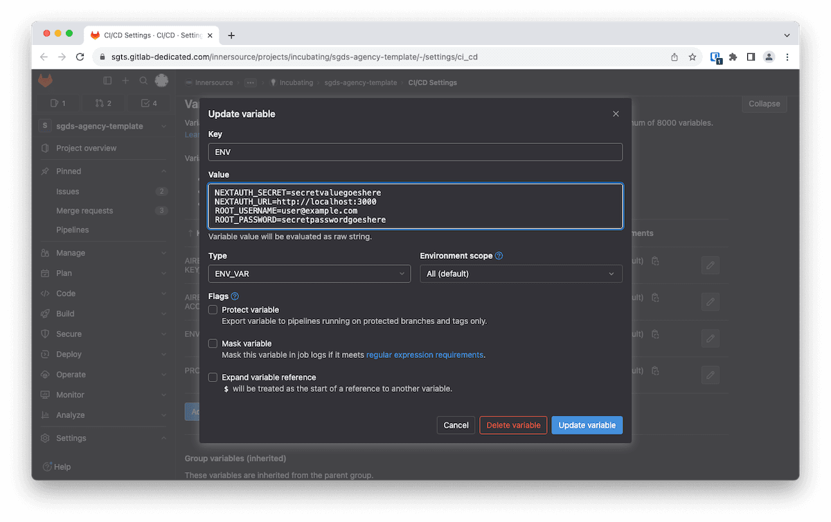 Environment variable files airbase documentation